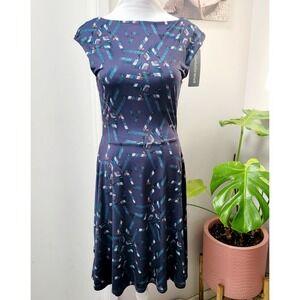 Betabrand NWT Blue Reversible Dress Travel NEW Small‎ Twirl Stretch Casual Vacay